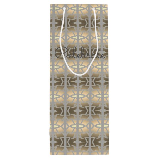 Dekorative Gestalt Taupe Geschenktüte Für Weinflaschen (Rückseite)