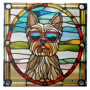 Dekorative Glasfliesen mit Yorkie-Motiv Fliese