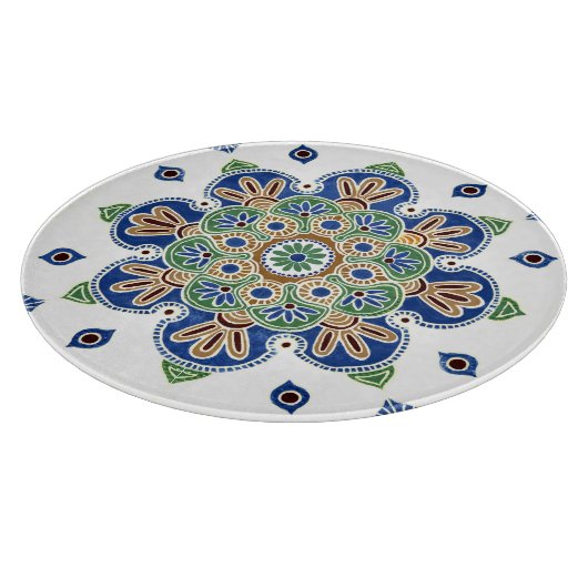 Dekorative Glasschneidplatte 12" Medallion Schneidebrett (Ecke)