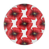 Dekorative Glasschneidplatte aus rotem Mohnmuster Schneidebrett (Vorderseite)