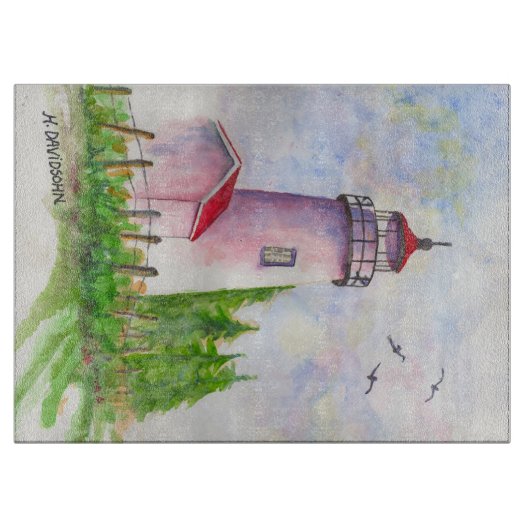 Dekorative Glaszuführung - Leuchtturm Schneidebrett (Vorderseite)