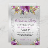 Dekorative Glitzer Blume, Silver Christmas Party Einladung (Vorne/Hinten)