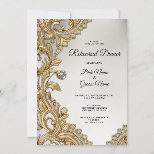 Dekorative Gold Probe Dinner Einladung (Vorderseite)