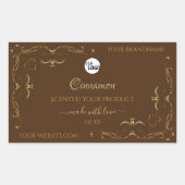 Dekorative Gold-Scrollwork-Ecken für braune Logos Rechteckiger Aufkleber (Vorderseite)