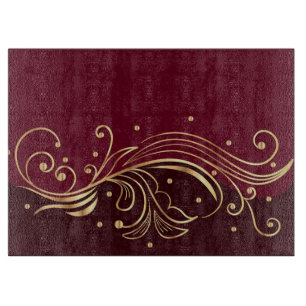 Dekorative Gold-Wirbel auf Burgund Schneidebrett
