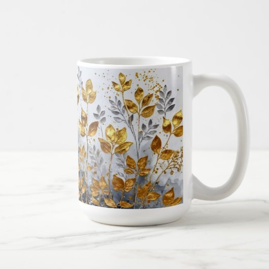Dekorative Goldene Blätter Design Kaffeetasse (Rechts)