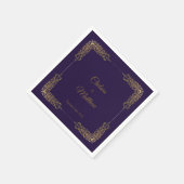 Dekorative Goldgrenze Lila Hochzeit Napkins Serviette (Ecke)