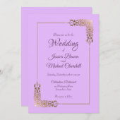 Dekorative Goldgrenzenfeier Einladung (Vorne/Hinten)