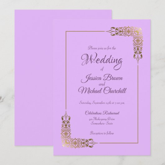 Dekorative Goldgrenzenfeier Einladung (Vorne/Hinten)