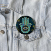 Dekorative Hamsa Hand mit Paisley-Hintergrund Button (Beispiel)