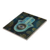 Dekorative Hamsa Hand mit Paisley-Hintergrund Fliese (Seite)