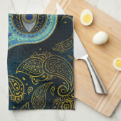 Dekorative Hamsa Hand mit Paisley-Hintergrund Handtuch (Viertel Falte)