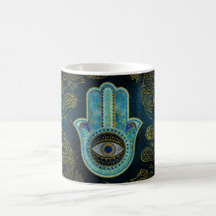 Dekorative Hamsa Hand mit Paisley-Hintergrund Kaffeetasse