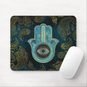 Dekorative Hamsa Hand mit Paisley-Hintergrund Mousepad (Mit Mouse)