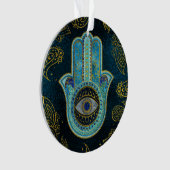 Dekorative Hamsa Hand mit Paisley-Hintergrund Ornament (Vorderseite)