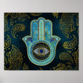 Dekorative Hamsa Hand mit Paisley-Hintergrund Poster (Vorne)