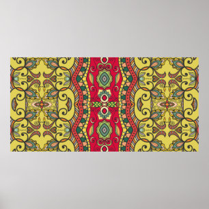 Dekorative Handgezeichnete nahtlose Muster. Farbli Poster