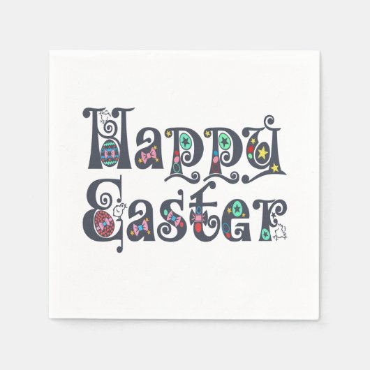 Dekorative Happy Oaster Typografy | Serviette (Vorderseite)