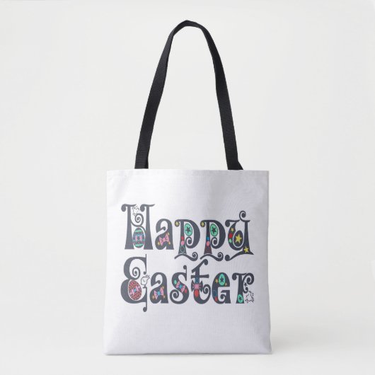 Dekorative Happy Oaster Typografy | Tragetasche Tasche (Vorderseite)
