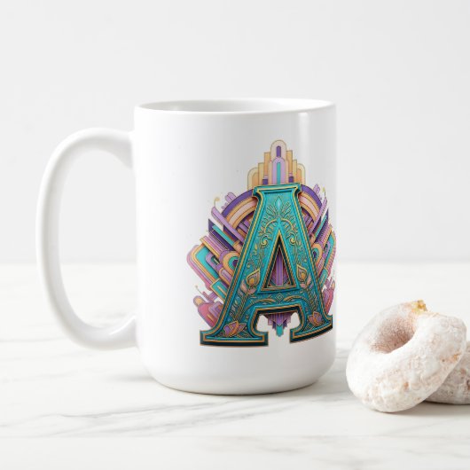 Dekorative Hauptstadt Letter "A" mit Art-Deco-Flai Kaffeetasse (Mit Donut)