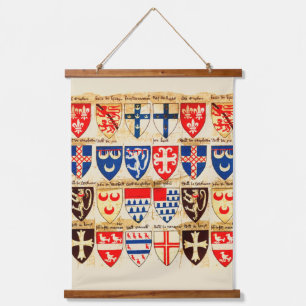 Dekorative Heraldry Muster Wandteppich Mit Holzrahmen