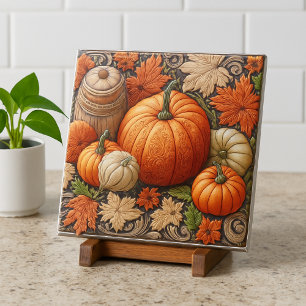 Dekorative Herbst-Keramikfliesen mit Kürbissen Fliese