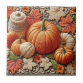 Dekorative Herbst-Keramikfliesen mit Kürbissen Fliese (Vorderseite)