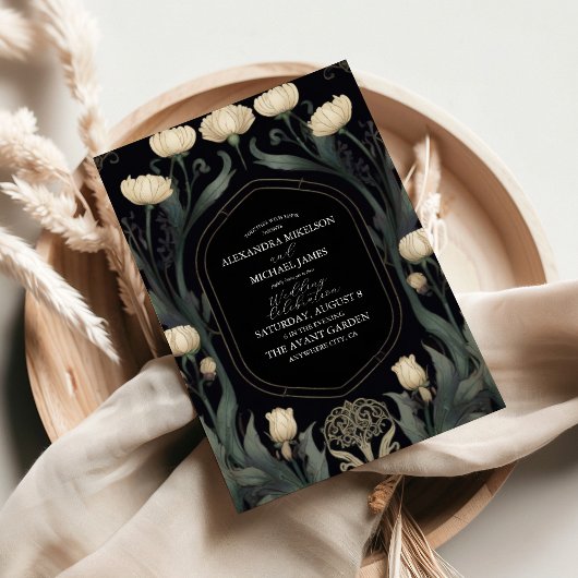 Dekorative Hochzeit europäischer floraler Jugendst Einladung