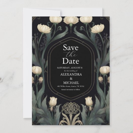 Dekorative Hochzeit europäischer floraler Jugendst Save The Date (Vorderseite)