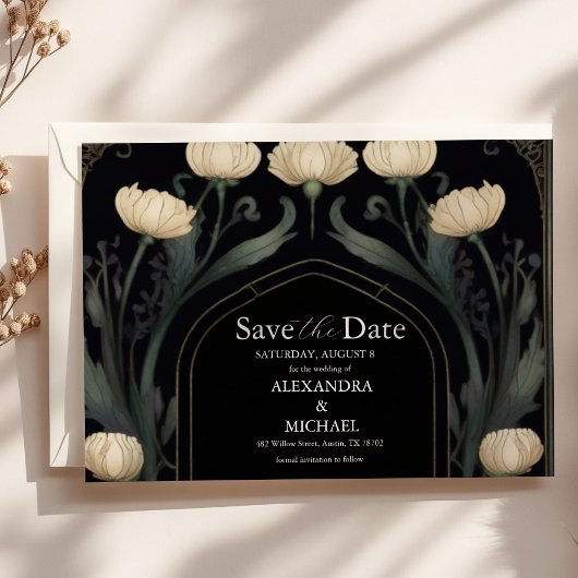 Dekorative Hochzeit europäischer floraler Jugendst Save The Date