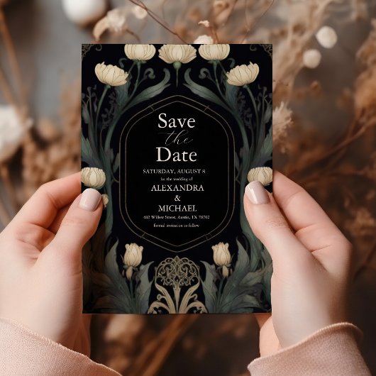 Dekorative Hochzeit europäischer floraler Jugendst Save The Date