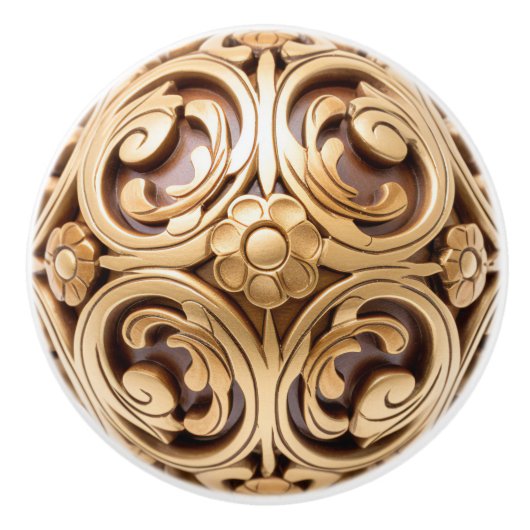 Dekorative Holzblumen Keramikknauf (Vorderseite)