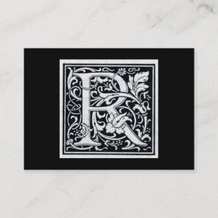 Dekorative Holzschnitt Woodblock Initiale des Visitenkarte