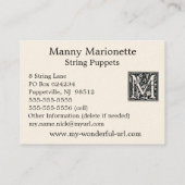 Dekorative Holzschnitt Woodblock Initiale des Visitenkarte (Rückseite)