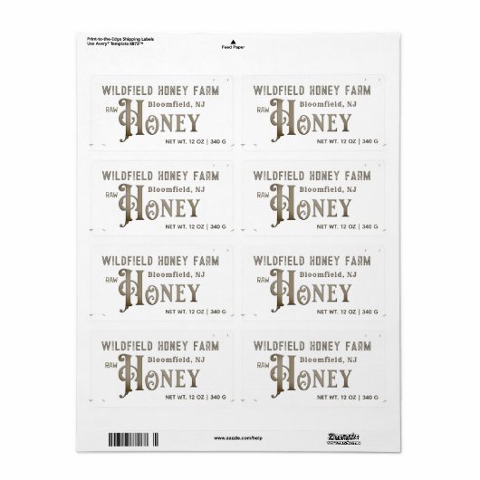 Dekorative HONEY Farm Market Label Honeycomb White (Vorne)