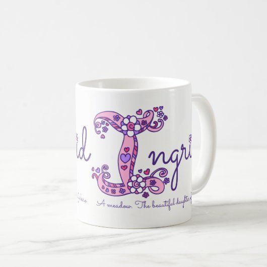Dekorative I Monogramm-Tasse Ingridnamensbedeutung Kaffeetasse (VorderseiteRechts)