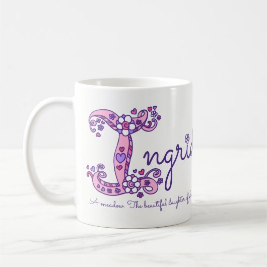 Dekorative I Monogramm-Tasse Ingridnamensbedeutung Kaffeetasse (Links)