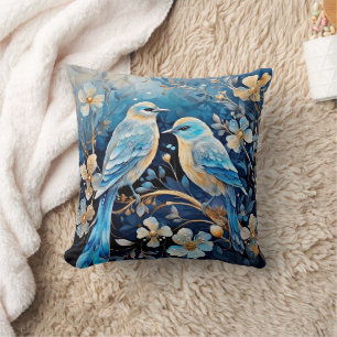 Dekorative Illustration Vögel und Blumen Kissen