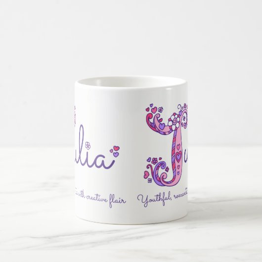 Dekorative J Monogramm-Tasse Julianamensbedeutung Kaffeetasse (Mittel)