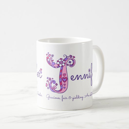 Dekorative J Monogramm-Tasse Kaffeetasse (VorderseiteRechts)