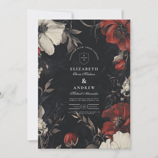 Dekorative Jugendstil-Hochzeit Einladung (Vorderseite)