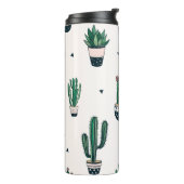 Dekorative Kakti-Sukkulturen Nahtloses Muster Thermosbecher (Nach links gedreht)