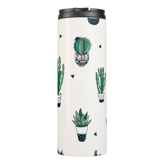 Dekorative Kakti-Sukkulturen Nahtloses Muster Thermosbecher (Rückseite)
