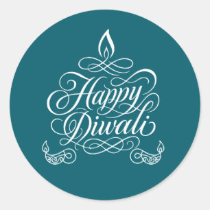 Dekorative Kalligrafie "Happy Diwali" Art Runder Aufkleber