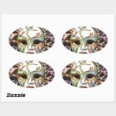 Dekorative Karnevalsmaske Ovaler Aufkleber (Blatt)