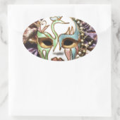 Dekorative Karnevalsmaske Ovaler Aufkleber (Tasche)