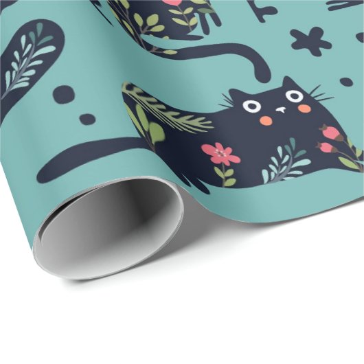 Dekorative Katzen Geschenkpapier (Rolleneckpunkt)