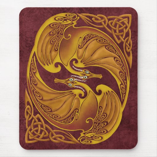 Dekorative keltische Drachen Mousepad (Vorne)