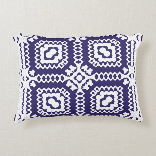 Dekorative Keramik Azulejo Fliesen. Vintage Dekokissen (Vorderseite)