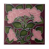 Dekorative Keramik Tile - Rosa florale Jugendstil Fliese (Vorderseite)